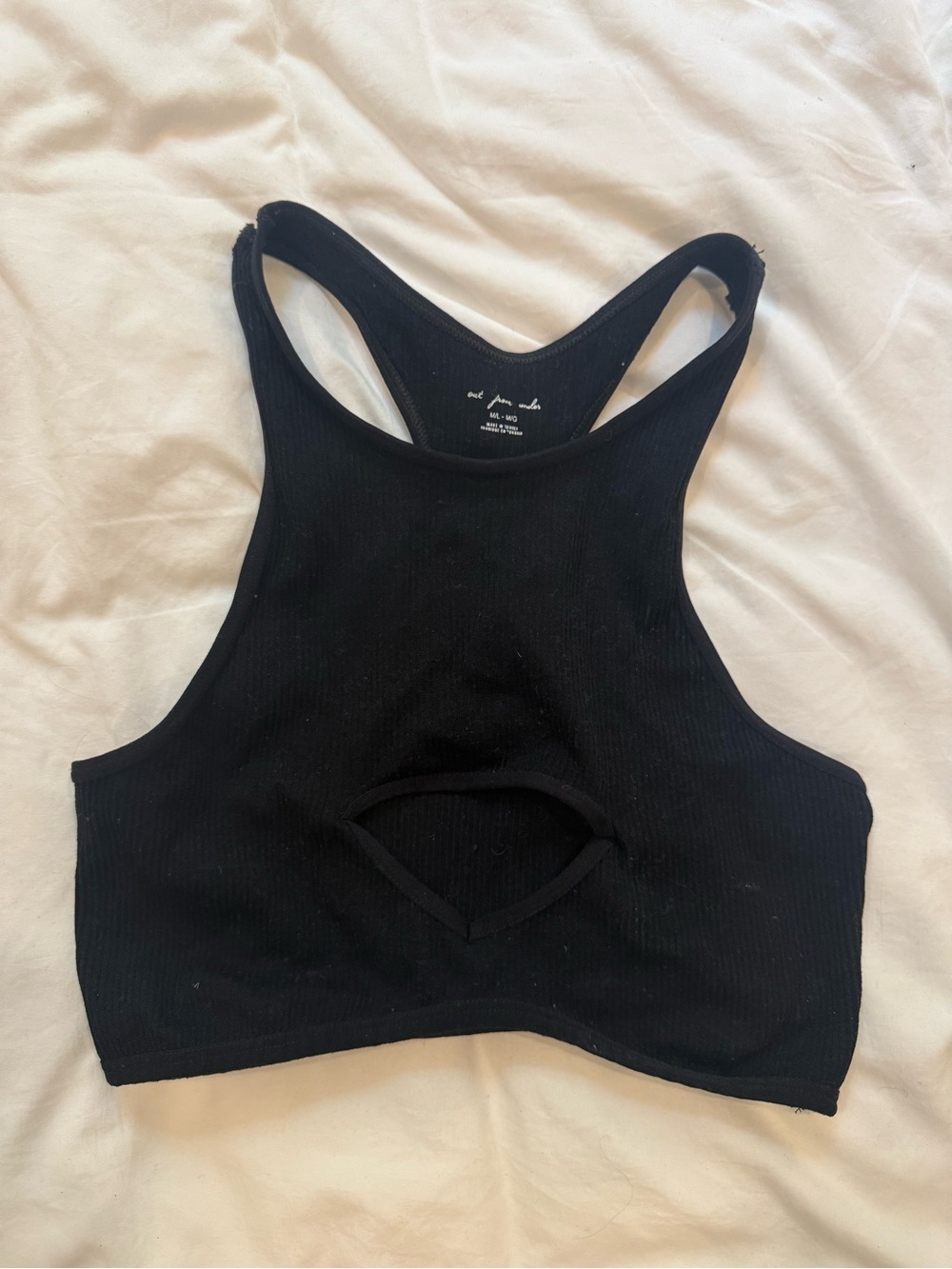Urban Outfitters Black Ribbed Cutout Sports Crop Tank